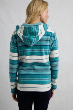 Tops>Weird Fish Blue Lana 1/4 Zip Stripe Microfleece Hoodie
