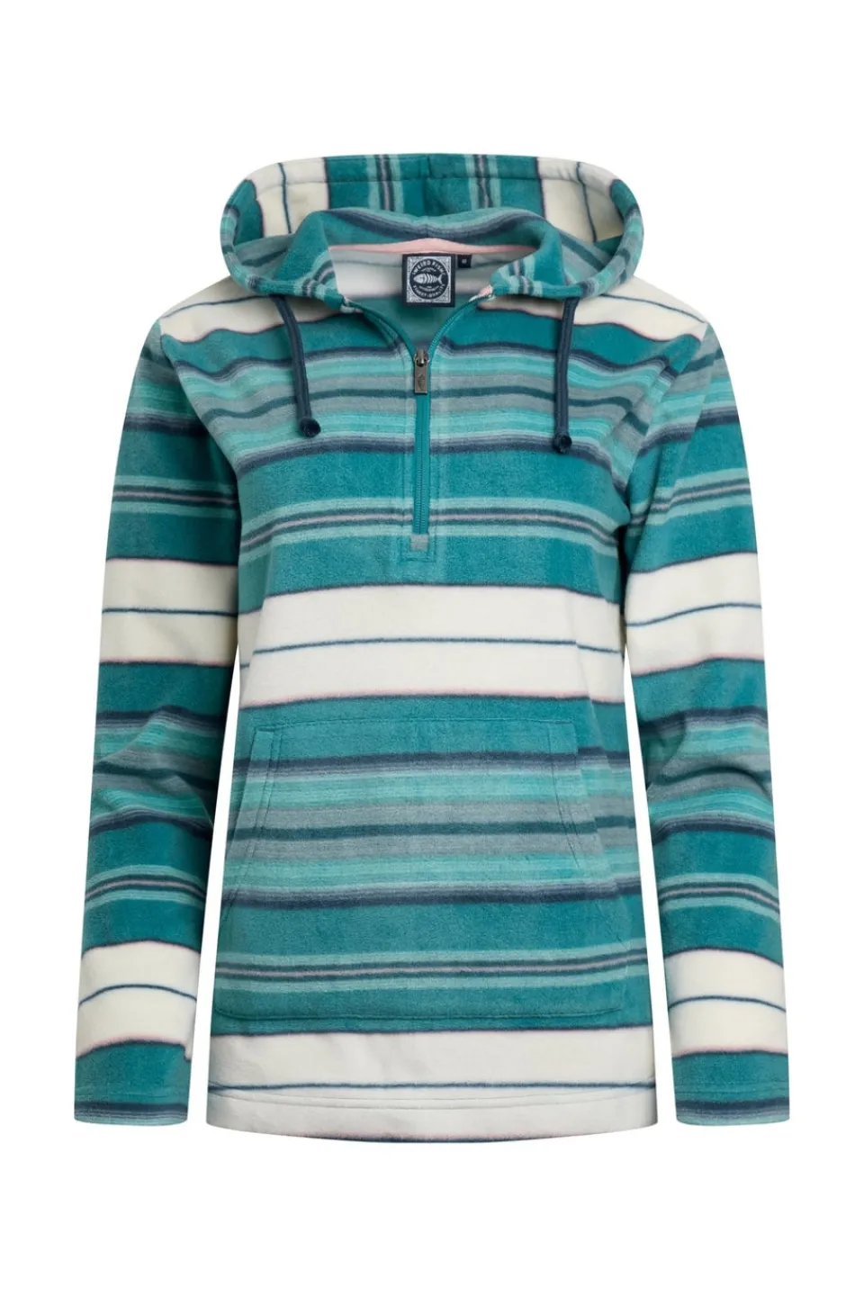 Tops>Weird Fish Blue Lana 1/4 Zip Stripe Microfleece Hoodie