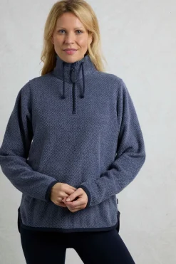 Coats & Jackets>Weird Fish Blue Odina 1/4 Zip Zig Zag Fleece