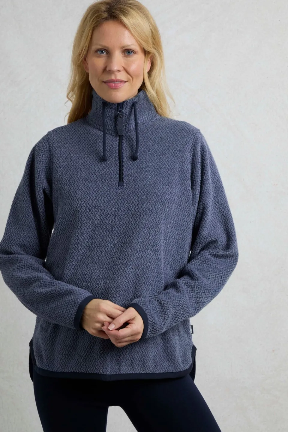 Coats & Jackets>Weird Fish Blue Odina 1/4 Zip Zig Zag Fleece