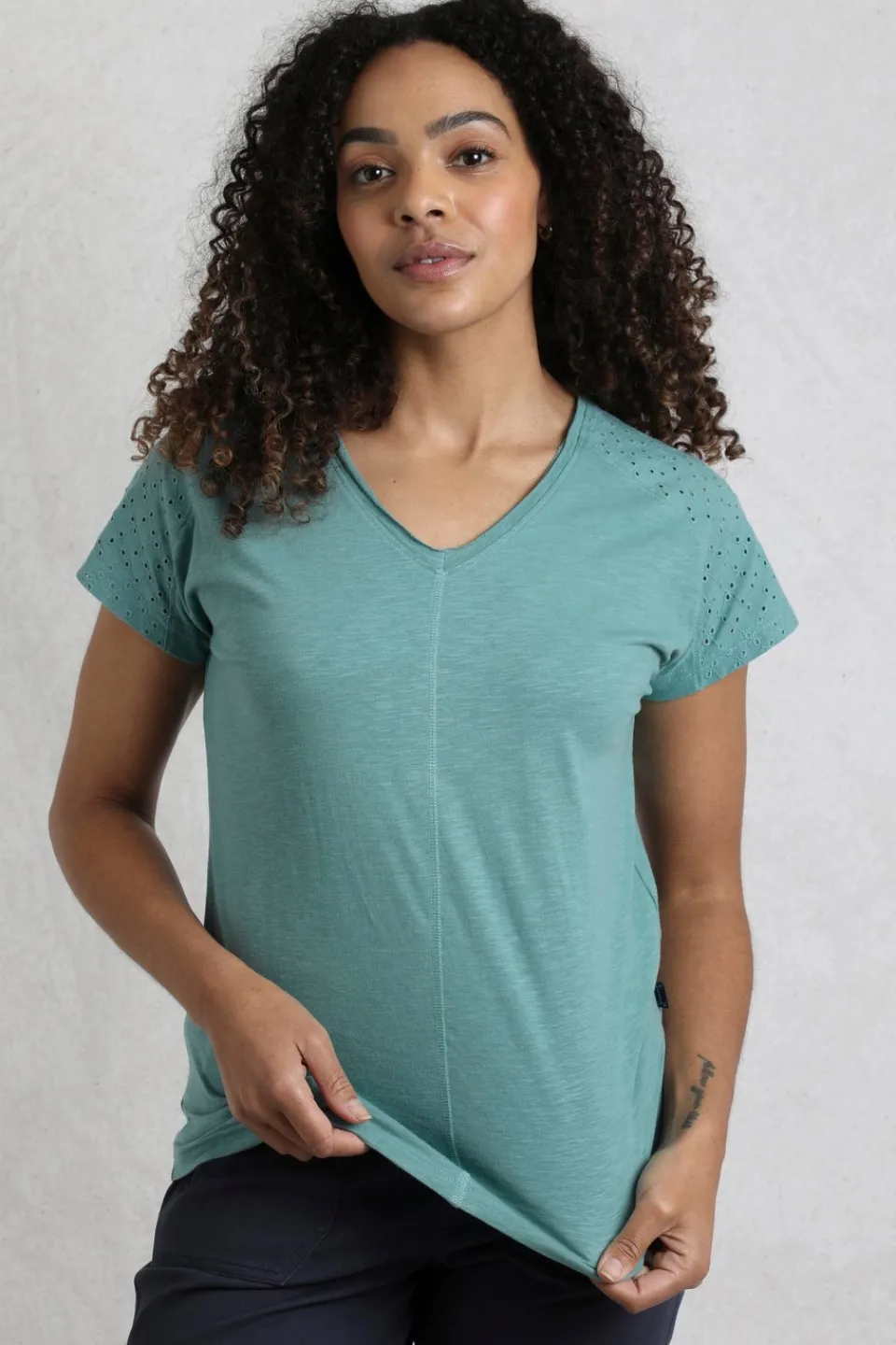 T-Shirts>Weird Fish Blue Pernille Cutaway T-Shirt