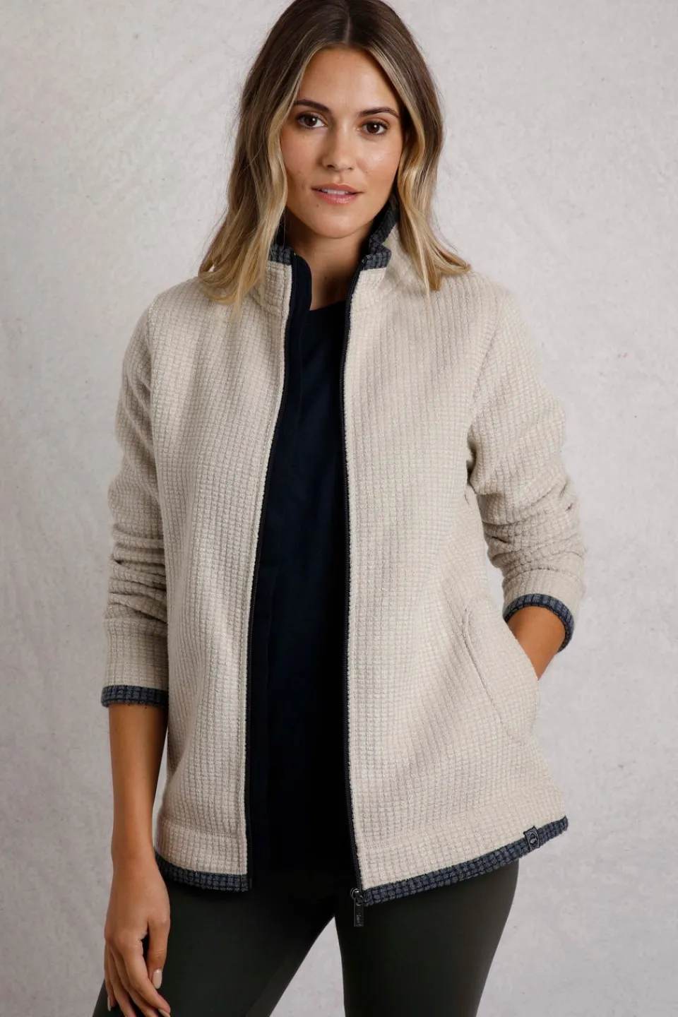 Coats & Jackets>Weird Fish Cream Ariana Full Zip Grid Fleece