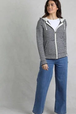 Loungewear>Weird Fish Cream Fisher Full Zip Stripe Macaroni Hoodie