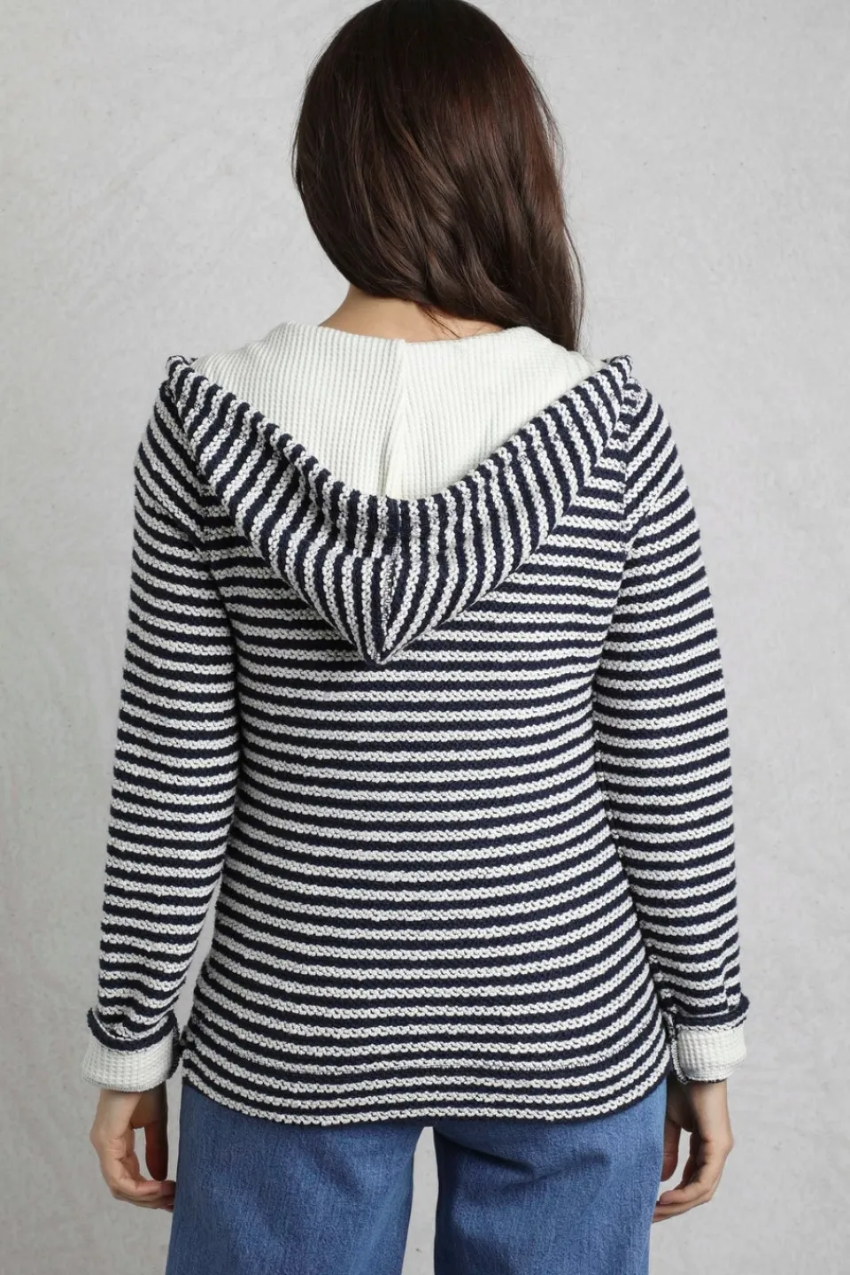 Loungewear>Weird Fish Cream Fisher Full Zip Stripe Macaroni Hoodie