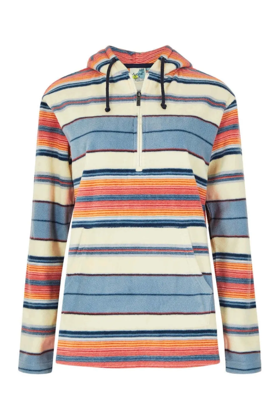Loungewear>Weird Fish Cream Lana 1/4 Zip Stripe Microfleece Hoodie