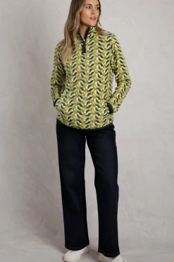 Coats & Jackets>Weird Fish Green Reena 1/4 Zip Printed Microfleece