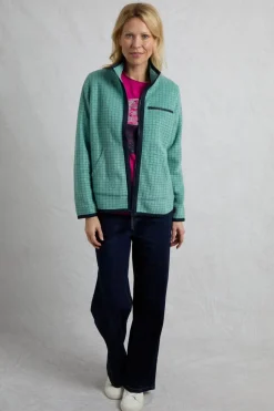 Coats & Jackets>Weird Fish Green Tilly 1/4 Zip Grid Fleece