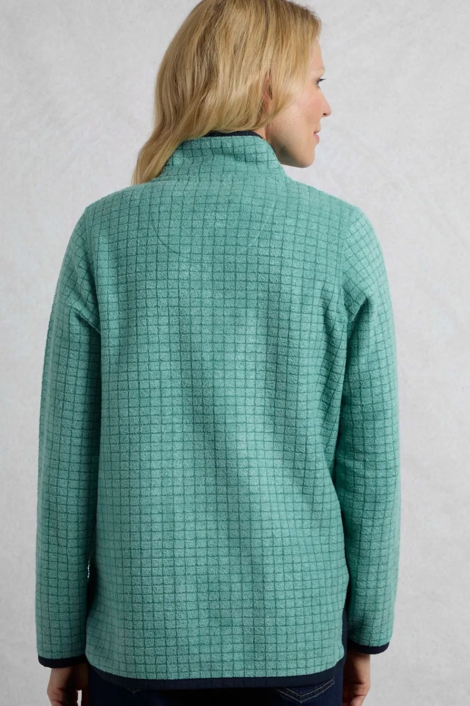 Coats & Jackets>Weird Fish Green Tilly 1/4 Zip Grid Fleece