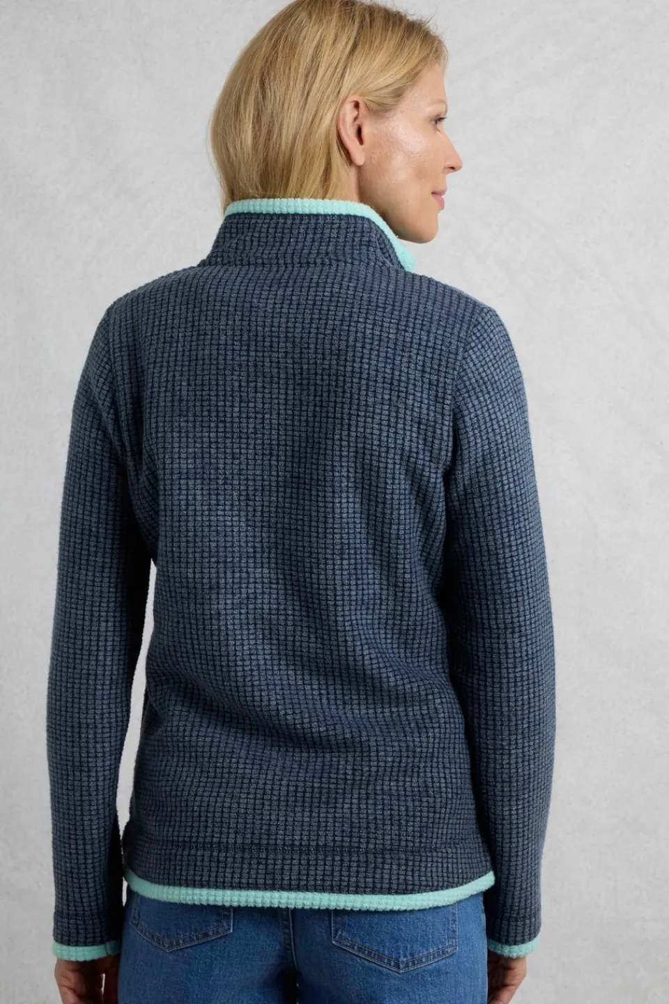 Coats & Jackets>Weird Fish Navy Ariana Full Zip Grid Fleece