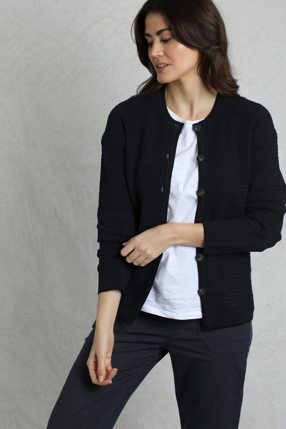 Knitwear>Weird Fish Navy Hayley Knitted Cardigan