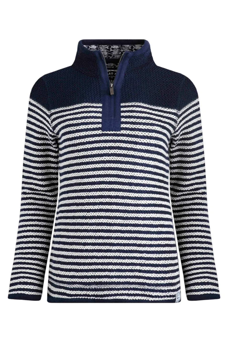 Tops>Weird Fish Navy Juliet 1/4 Zip Stripe Macaroni