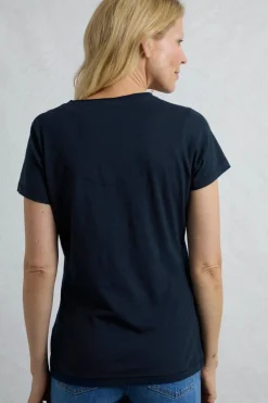 T-Shirts>Weird Fish Navy No Rain No Flowers Slub Pocket T-Shirt