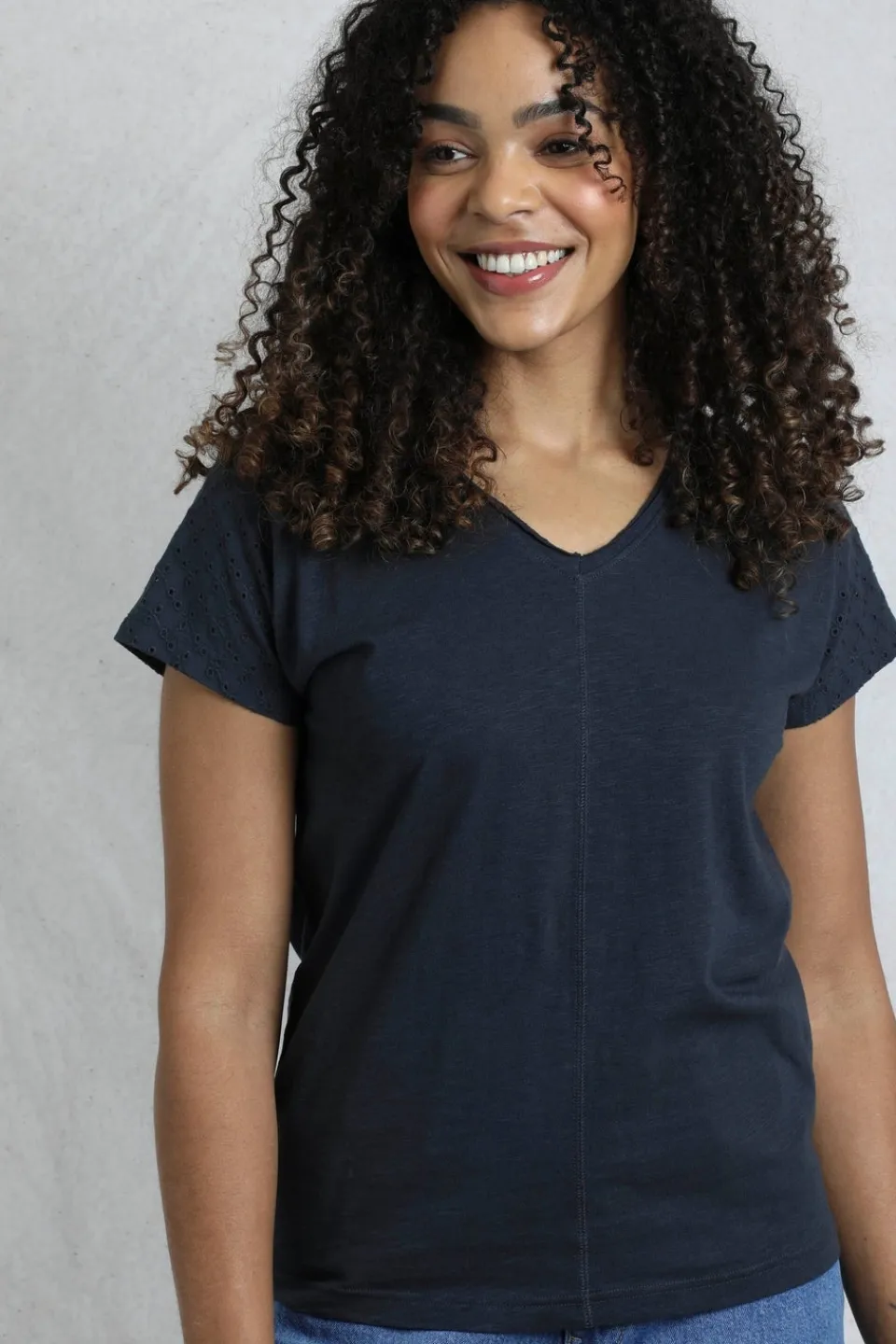 T-Shirts>Weird Fish Navy Pernille Cutaway T-Shirt