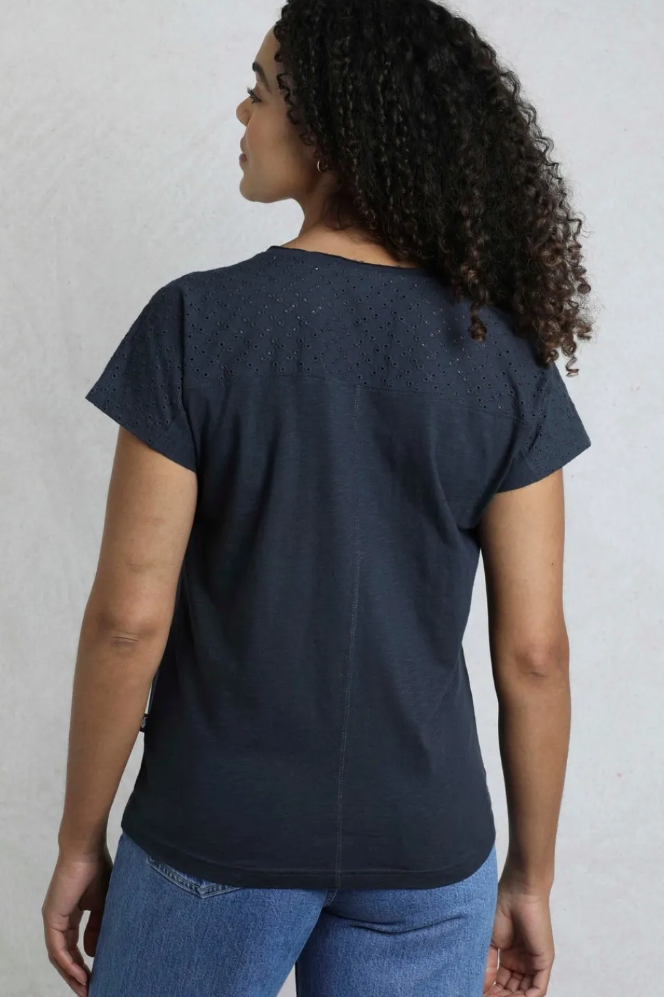 T-Shirts>Weird Fish Navy Pernille Cutaway T-Shirt