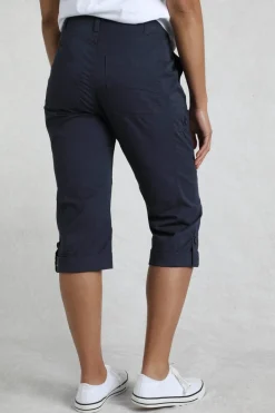 Trousers>Weird Fish Navy Salena 3/4 Length Trousers