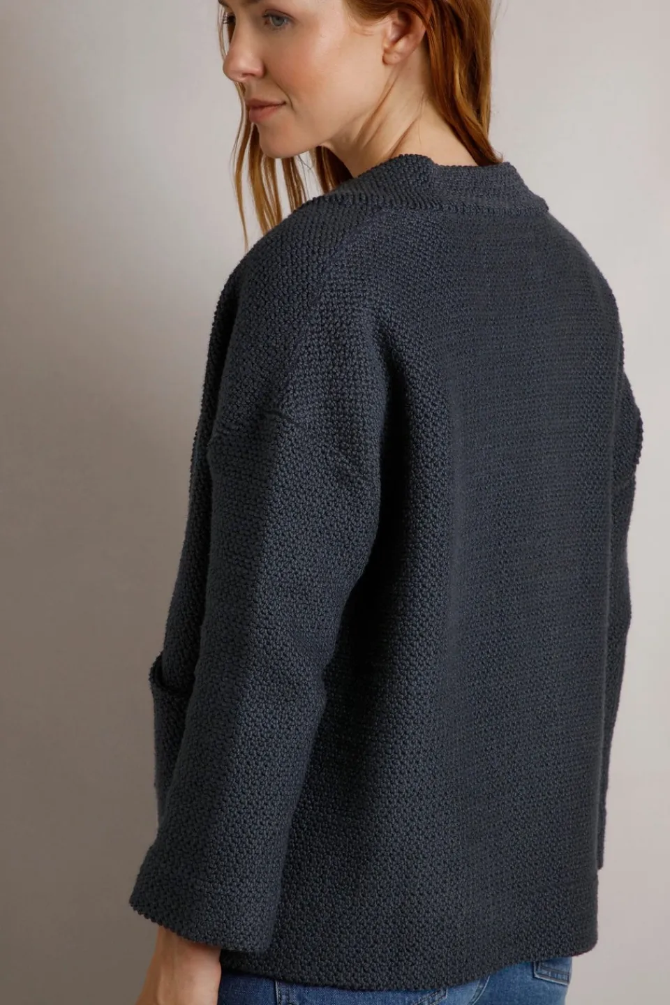 Tops>Weird Fish Navy Santosh Cropped Macaroni Kimono Cardigan