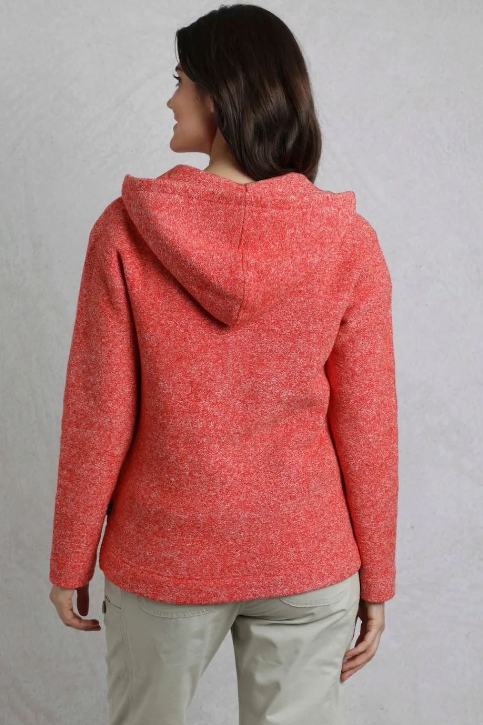 Tops>Weird Fish Red Alisa 1/4 Zip Snow Marl Fleece Hoodie