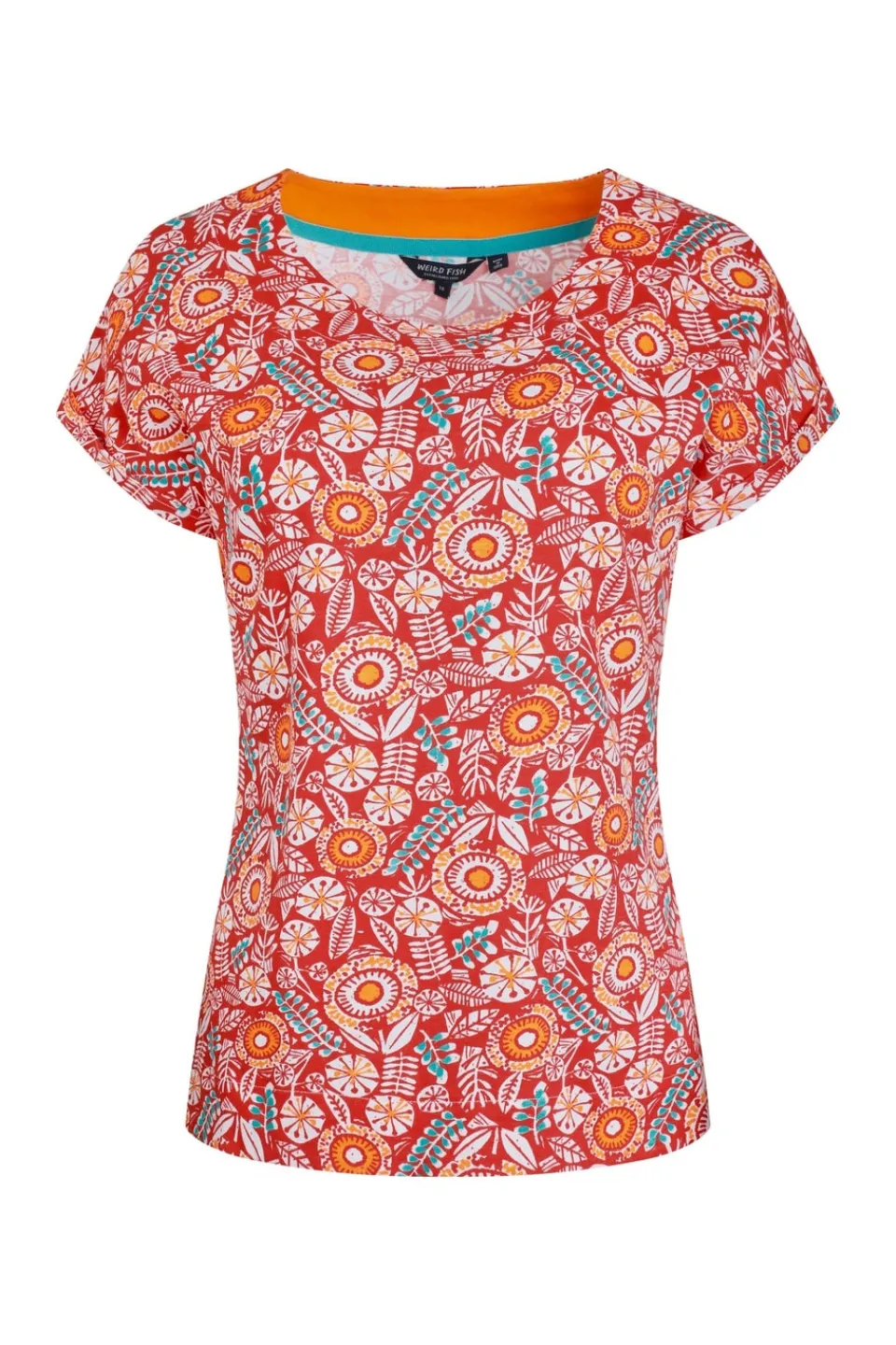 T-Shirts>Weird Fish Red Paw Paw Printed T-Shirt
