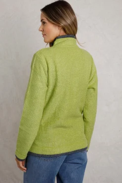 Coats & Jackets>Weird Fish Soft Green Ariana Full Zip Grid Fleece
