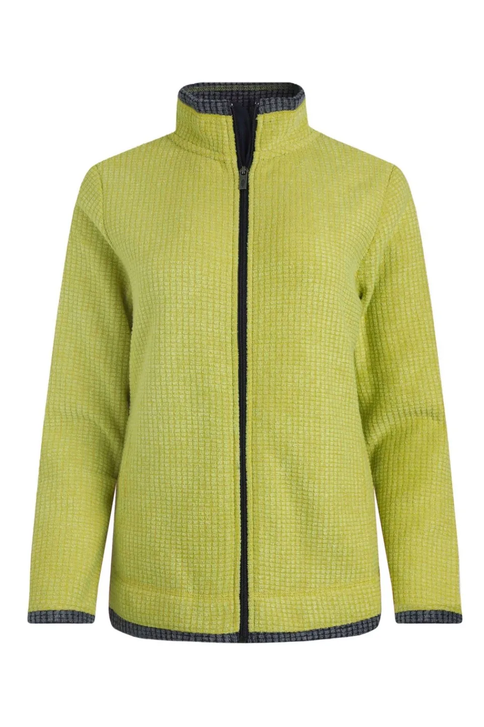 Coats & Jackets>Weird Fish Soft Green Ariana Full Zip Grid Fleece