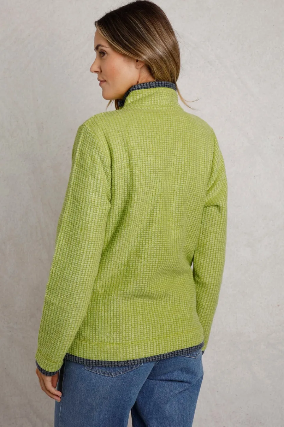 Coats & Jackets>Weird Fish Soft Green Ariana Full Zip Grid Fleece