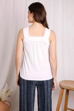 Tops>Weird Fish White Chelle Jersey Square Neck Vest