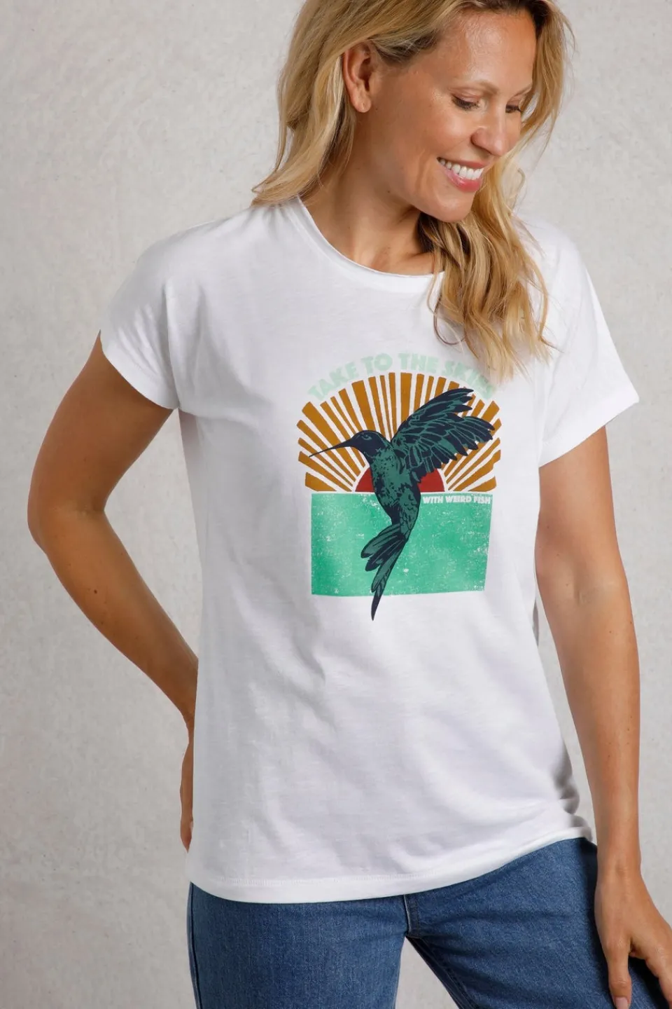 T-Shirts>Weird Fish White Fly Free Slub Graphic T-Shirt