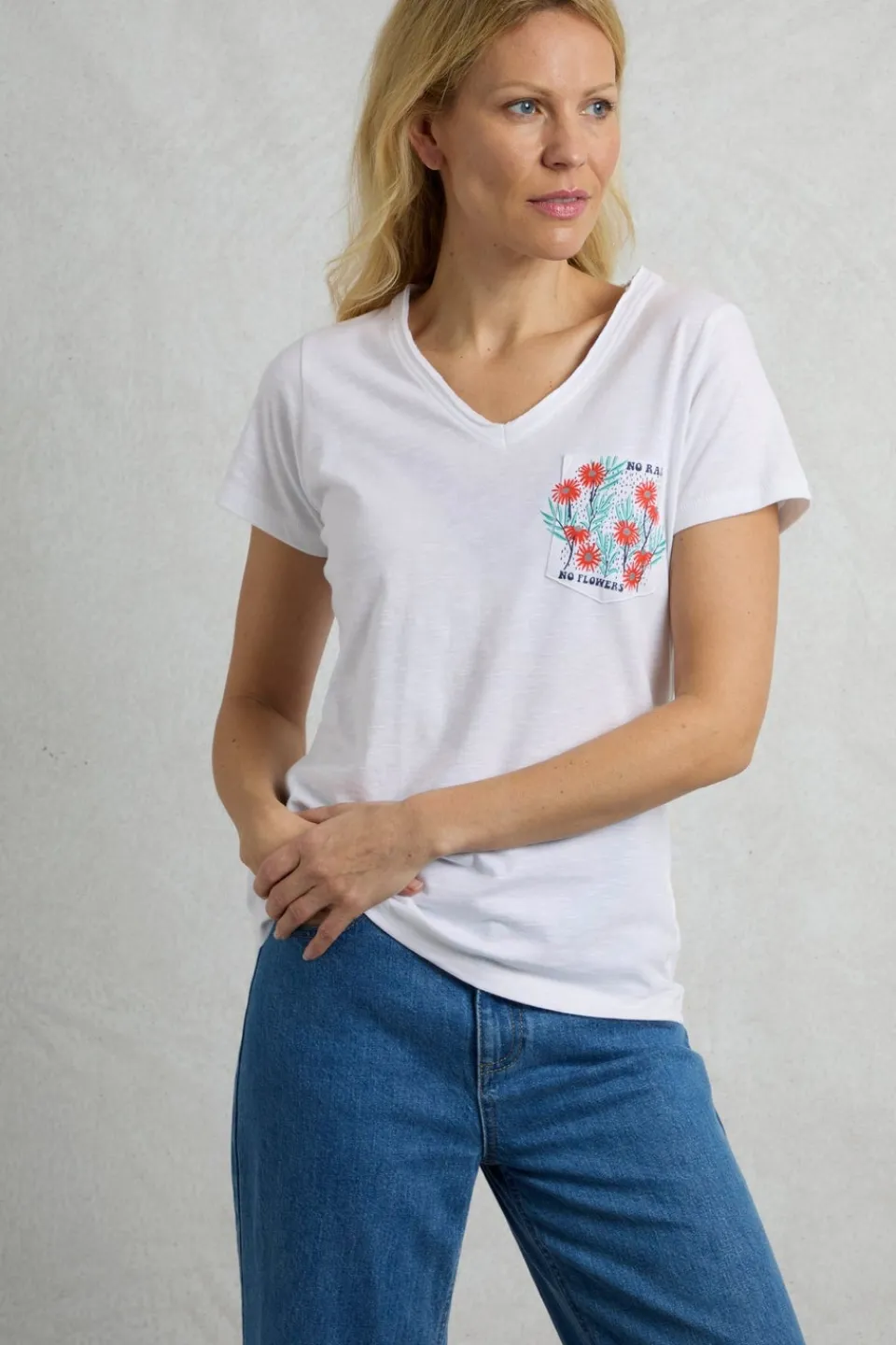 T-Shirts>Weird Fish White No Rain No Flowers Slub Pocket T-Shirt