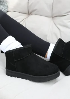 Footwear>Where's That From Where's That From Faux-Suede Maple Faux Fur Slipper Boots Black