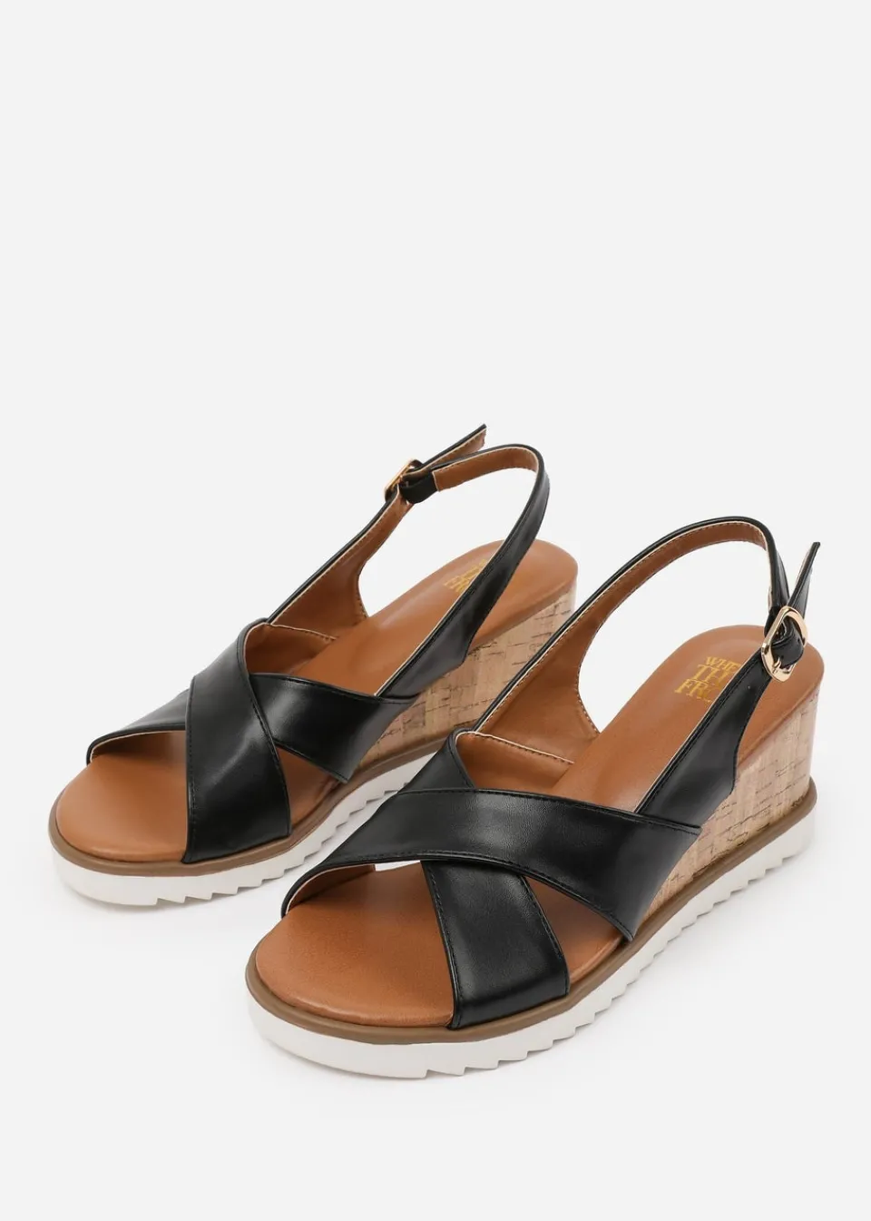 Footwear>Where's That From Where's That From Black PU Qween Wedge Shoes