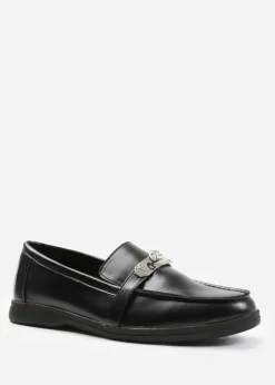 Footwear>Where's That From Where's That From Black Pu Monaco Slip On Loafers