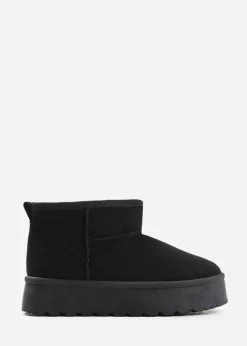 Footwear>Where's That From Where's That From Zyla Faux-Suede Fur Lining Slipper Boots Black