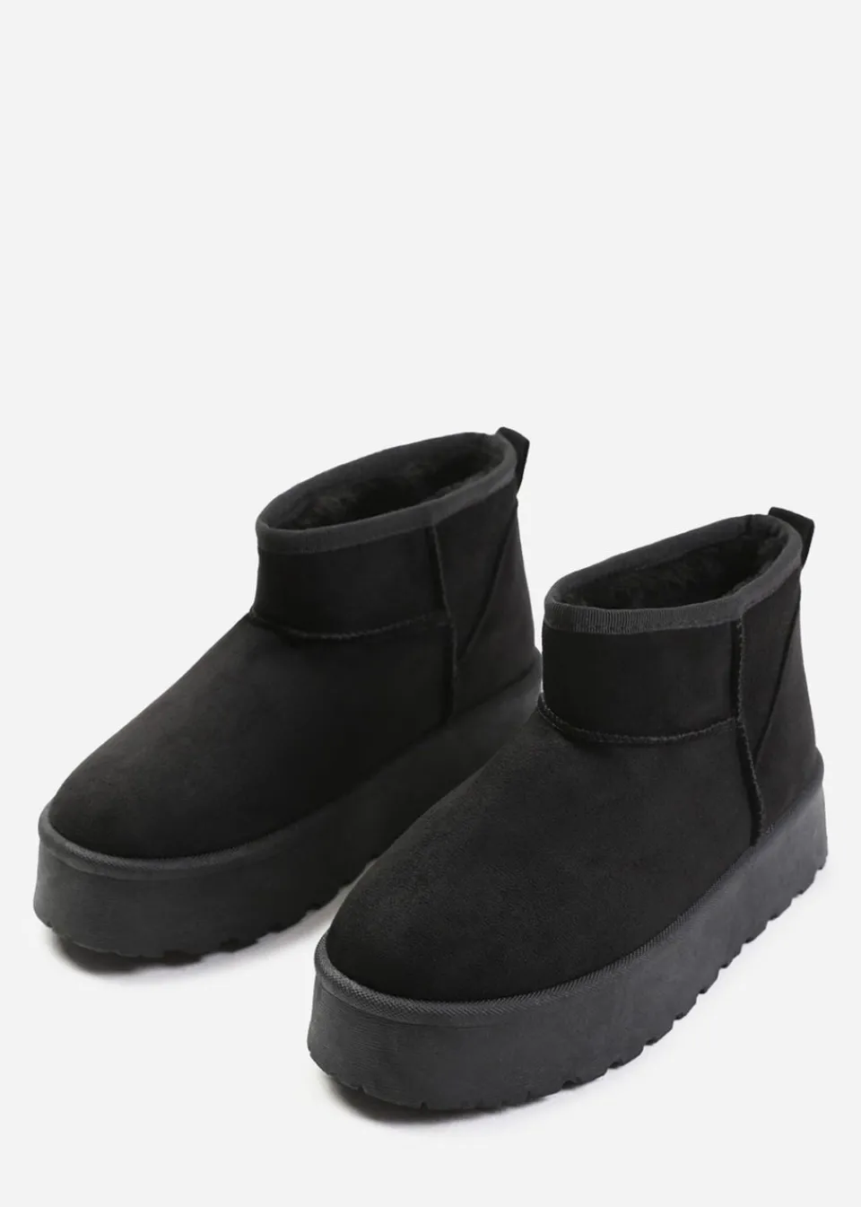 Footwear>Where's That From Where's That From Zyla Faux-Suede Fur Lining Slipper Boots Black