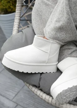 Footwear>Where's That From Where's That From Zyla Faux-Suede Fur Lining Slipper Boots Cream