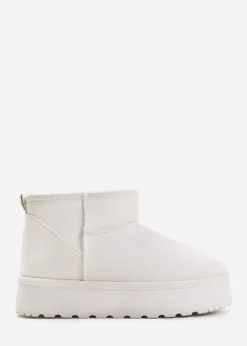 Footwear>Where's That From Where's That From Zyla Faux-Suede Fur Lining Slipper Boots Cream