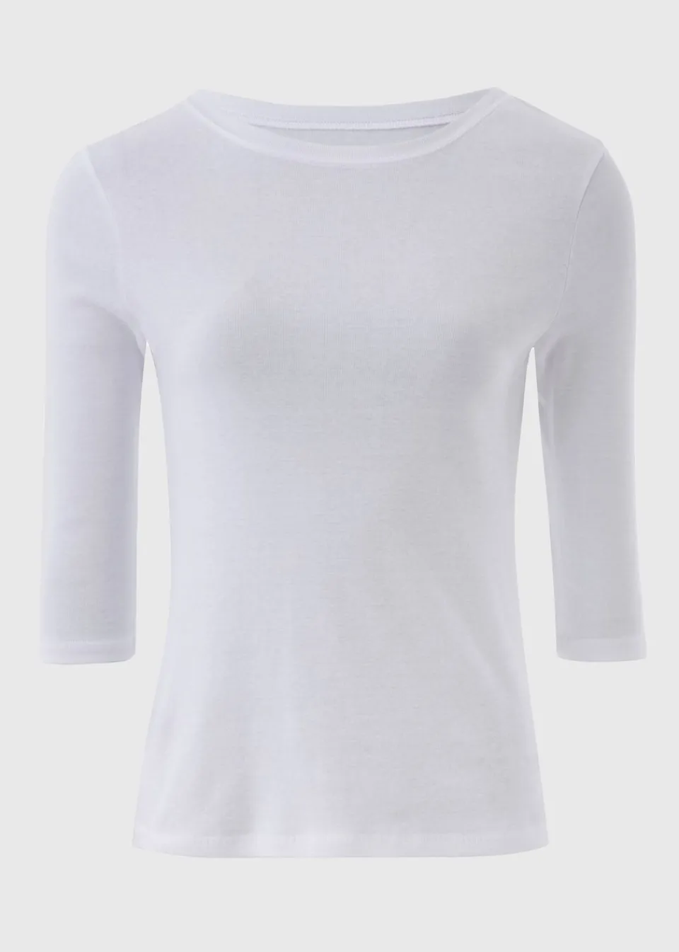 T-Shirts>Papaya White 3/4 Sleeve Perfect T-Shirt