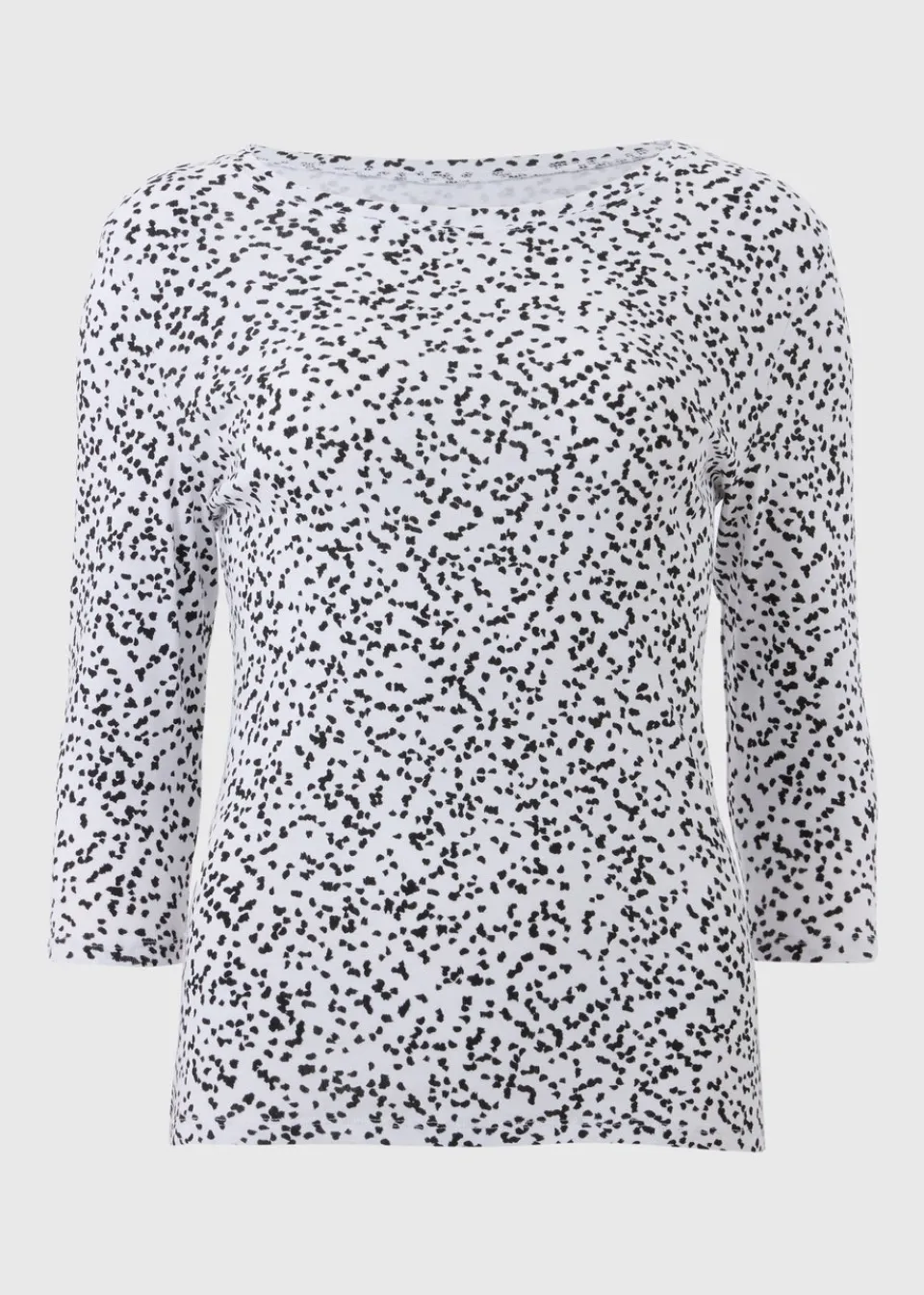 T-Shirts>Papaya White Abstract 3/4 Sleeve Top