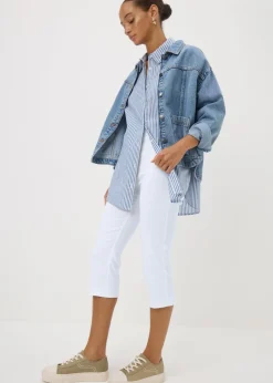 Leggings>Papaya White Bengaline Cropped Leggings