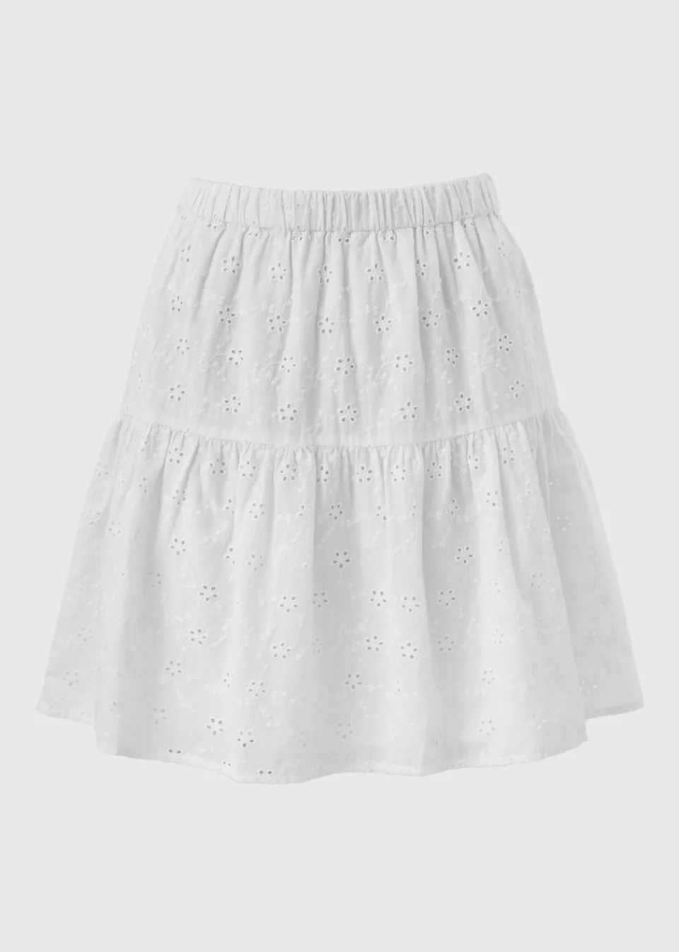 Skirts> White Broderie Mini Skirt