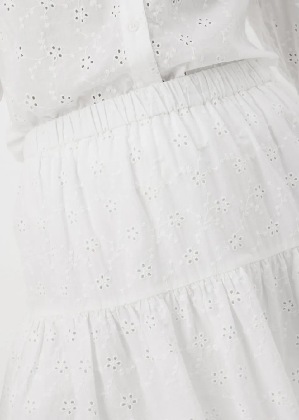 Skirts> White Broderie Mini Skirt