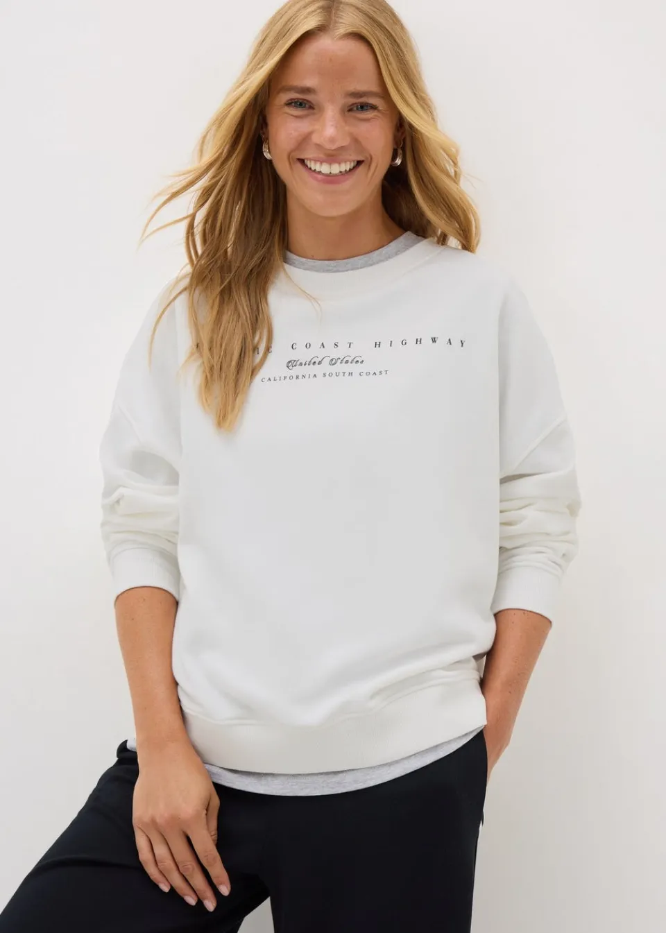 Tops>Papaya White California Sweatshirt