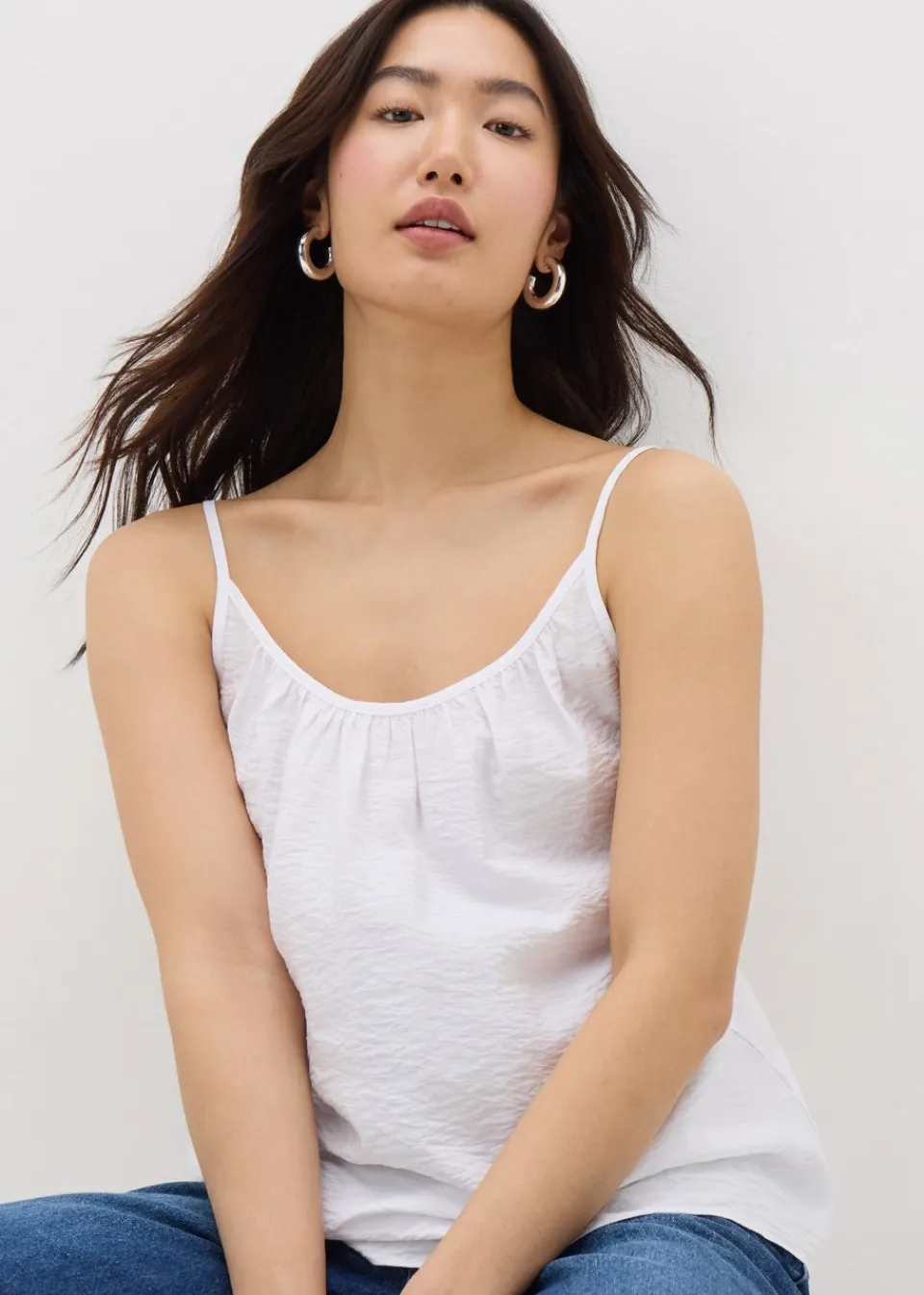 Tops>Papaya White Cami Top