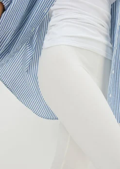 Leggings> White Cropped Leggings
