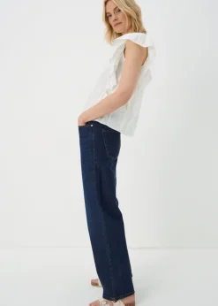 Tops>Papaya White Dobby Ruffle Sleeve Blouse