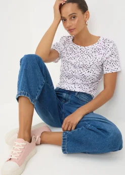 Tops>Papaya Fitted Spot Print T-Shirt White