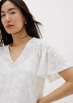 T-Shirts>Papaya White Floral Angel Sleeve T-Shirt