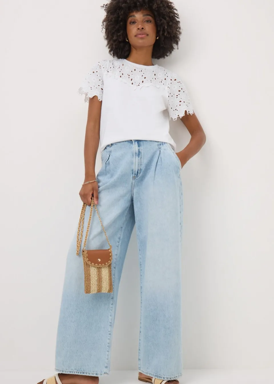 T-Shirts>Papaya Floral Lace T-Shirt White