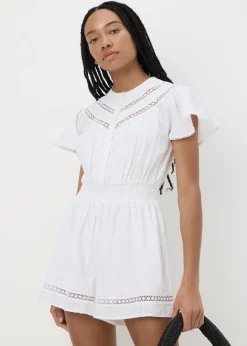 Jumpsuits & Playsuits>Papaya White Lace Button Playsuit
