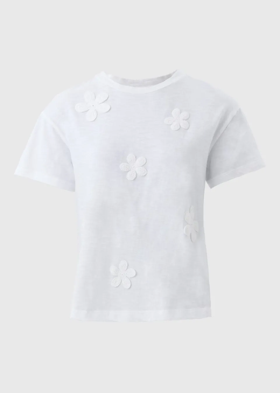 T-Shirts>Papaya Lace Flower T-Shirt White
