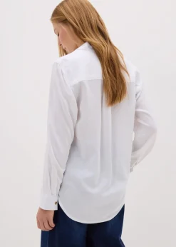 Tops>Papaya White Linen Blend Shirt